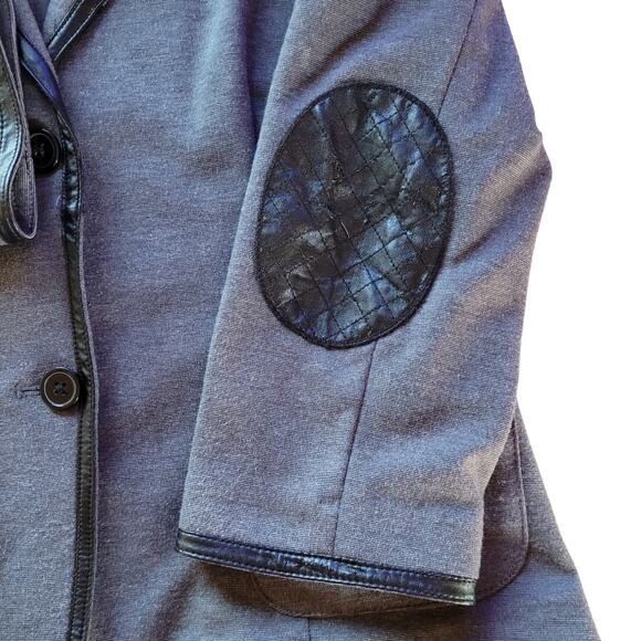 Laundry by Shelli Segal Blazer 6 Faux Leather Trim Preppy Equestrian Quietlux - Picture 5 of 10